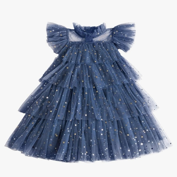 Toddler Girl Stardust & Glitter Slate Blue Tulle Princess Dress |  Size 2-3Y - Picture 15 of 15